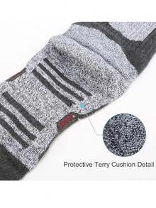 3双装男士加厚毛圈缓冲五指袜，保暖隔热五指袜，运动徒步袜，纯棉中筒袜，吸湿排汗，防滑，耐穿，及踝袜 - 彩色 - 查看 5