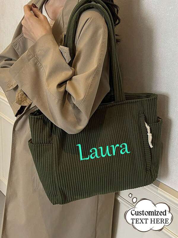 Bolsa de Ombro Personalizável com Nome Personalizado para Mulheres, Nova Série de Outono/Inverno 2025, Bolsa de Mão da Moda, Bolsa de Ombro Dobrável de Grande Capacidade e Leve, Bolsa de Ombro Clássica para o Dia a Dia, Adequada para Ir ao Trabalho, Compras, Escola, Férias, Viagens, como Presente de Aniversário, Presente de Feriado para Mãe, Irmã, Amiga, Namorada