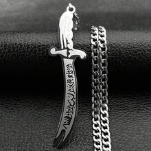 Exquisite Islamic Culture Arabic - Shaped Stainless Steel Pendant With Cuban Chain Silver & Gold Color For Men And Women Fashion Jewelry - Necklace - View 4