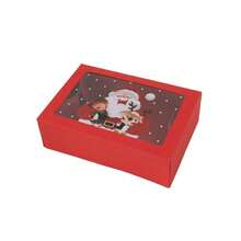 6 cajas de regalo de Navidad, cajas de regalo de fiesta de Navidad, cajas transparentes para hornear galletas, cajas de regalo de cartón rojo de Navidad - Multicolor - Ver 9