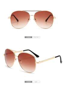 1pc Women's Metal Oval Frame Retro Double Bridge Fashion Pilot Fashion Glasses For Vacation Beach Accessories For Women Glasses Shades