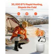 Propane Tank Top Heater, 30000 BTU Rapid Heating 180-Degree Infrared Radiant Tank Top Gas Heater, 3 Heat Settings For Ice Fishing/ Hunting/Outdoor Work, Single Burner Square - Double-head, One-way 180° Circular Tray - View 2