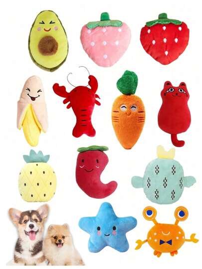 Set de 5 juguetes de peluche con sonido para perros pequeños y medianos, con chillador, adecuados para cachorros. Juguetes de masticar con sonido de papel, conjunto de juguetes de peluche con diseños de dibujos animados, juguetes de masticación con sonido para mascotas, de material suave y duradero, para cachorros, gatitos en etapa de dentición, adecuados para cachorros, perros pequeños y medianos