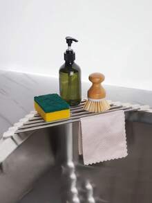 1 buc suport de depozitare triunghiular pliabil din oțel inoxidabil pentru chiuvetă mică de colț - Scurgere de bucătărie multifuncțională pentru chiuvetă, organizator antirugină, trepied și suport - economie de spațiu (negru/gri). Raft de depozitare pentru bucătărie. Depozitare și organizare în bucătărie, necesități casnice și zilnice, convenabil și practic.