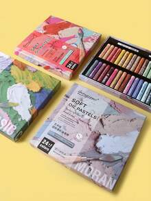 Set pasteluri în ulei - 12 culori + cuțit de paletă | Paletă Morandi | Kit de artă portabil pentru începători/studenți | Creație artistică și mâzgălituri | Cadou perfect de ziua de naștere/sărbători