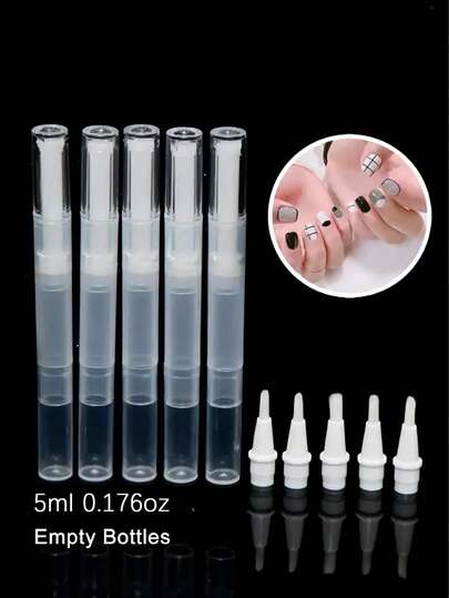 5ml Penne trasparenti a rotazione | Penna per olio per unghie ricaricabile vuota con punta a pennello | Applicatori per lucidalabbra cosmetici | Tubetto per siero per la crescita delle ciglie | Penna per olio per cuticole | Dispenser per oli essenziali | Strumento per il trucco portatile per fai-da-te, salone, casa e cura personale