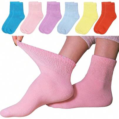 12/6/2Pairs Pairs Diabetes Socks,Cushioned Ankle Socks, Breathable Non-Binding Socks For Men & Women,Soft Ankle Socks, Fat Socks, Thin Breathable Comfortable Socks, - Moisture Wicking, Non-Binding Loose Fit, Breathable Mesh Upper - Machine Washable, Assorted Colors, Unisex Design For Swollen Feet, Cast, And Wide Calf - Perfect For Post-Injury Or Post-Surgery Recover