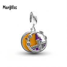 Manyilus Manyilus Original Sterling Silber Halloween Charm Kollektion: Halloween leuchtender Magie Charm, Halloween schwarze Spinnen Charm, Halloween Schloss Charm, Halloween kleiner Teufel Charm, Halloween Fledermaus Charm, Heiliger Glanz Kreuz Charm.