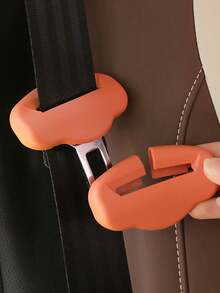 1pc Orange Silicone Car Seat Belt Cover, Buckle Safety Protector, Quiet Anti-Shock Anti-Scratch Cover