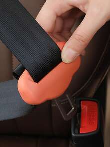 1pc Orange Silicone Car Seat Belt Cover, Buckle Safety Protector, Quiet Anti-Shock Anti-Scratch Cover