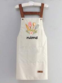 One Custom Kitchen Cooking Apron, Customizable Prints - Personalized Cooking Aprons, Customizable Logos, Chef Aprons, Name Aprons, Baker Gifts, Barbecue Aprons, Kitchen Aprons, Modern Polyester Oil-Resistant Aprons, Black Kitchen Aprons, Polyester Aprons, Suitable For Garden, Kitchen, And Housework, Perfect For Home, Restaurant, And Kitchen Cooking, Suitable For Mother's Day, Wedding Season, Graduation Season, A Gift For Family And Friends. Personalized Gift - Multicolor - View 3