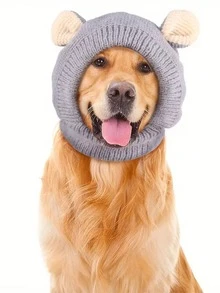 1pc Dog Knitted Hat, Noise Reduction Knitted Dog Hat, Warm Winter Hat For Dogs And Cats, Suitable For Medium To Large Pets, Winter Dog Warm Hat Quiet Dog Ears, Soft And Stretchy Polyester Spandex Blend, Noise Reduction And Comfortable Fit - Multicolor - View 9