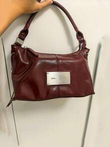 复古摩托车风格大容量女士手提包，休闲时尚设计，通勤、户外、日常购物、单肩斜挎皆宜 - 紅色 - 查看 3