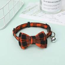 1pc Stylish Plaid Bow-Tie Cat Collar - Adjustable & Comfortable Fit, Fashion Accessory For Your Feline