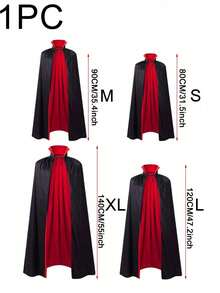 1 pezzo Mantella con cappuccio reversibile rosso e nero, nero e rosso con cappello, accessori per costume da cosplay, decorazioni per feste in maschera, forniture per feste di compleanno, adatto per adulti e adolescenti