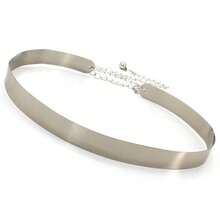 1条女士银色光滑经典户外装饰可调节腰链，适合派对、休闲穿着，也是送给朋友的圣诞礼物。 - 銀色 - 查看 2