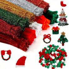 330 Stück/110 Stück bunte verdrehbare Pfeifenreiniger Stäbe, festliche glänzende Metalldraht für Weihnachten, DIY Bastelmaterialien für Zuhause, Küche und Partydekorationen - Verschiedenfarbig - Übersicht 6