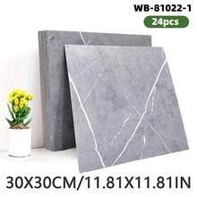 12/24 件哑光奢华大理石地砖，厚实，现代风格耐磨材料，易于 DIY 安装，适用于厨房、浴室、客厅、办公室和其他室内地板和墙壁，优雅的家居装饰，易于安装的贴纸，防滑地砖，防水墙贴 - 彩色 - 查看 13
