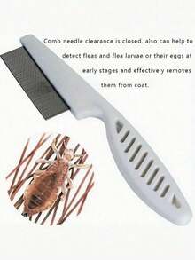 1pc 2-In-1 Pet Hair & Tear Stain Remover Brush - Stainless Steel Dog & Cat Flea Comb, Effectively Trims & Gently Removes Matted Fur And Fleas, Suitable For Dogs And Cats - Multicolor - View 7