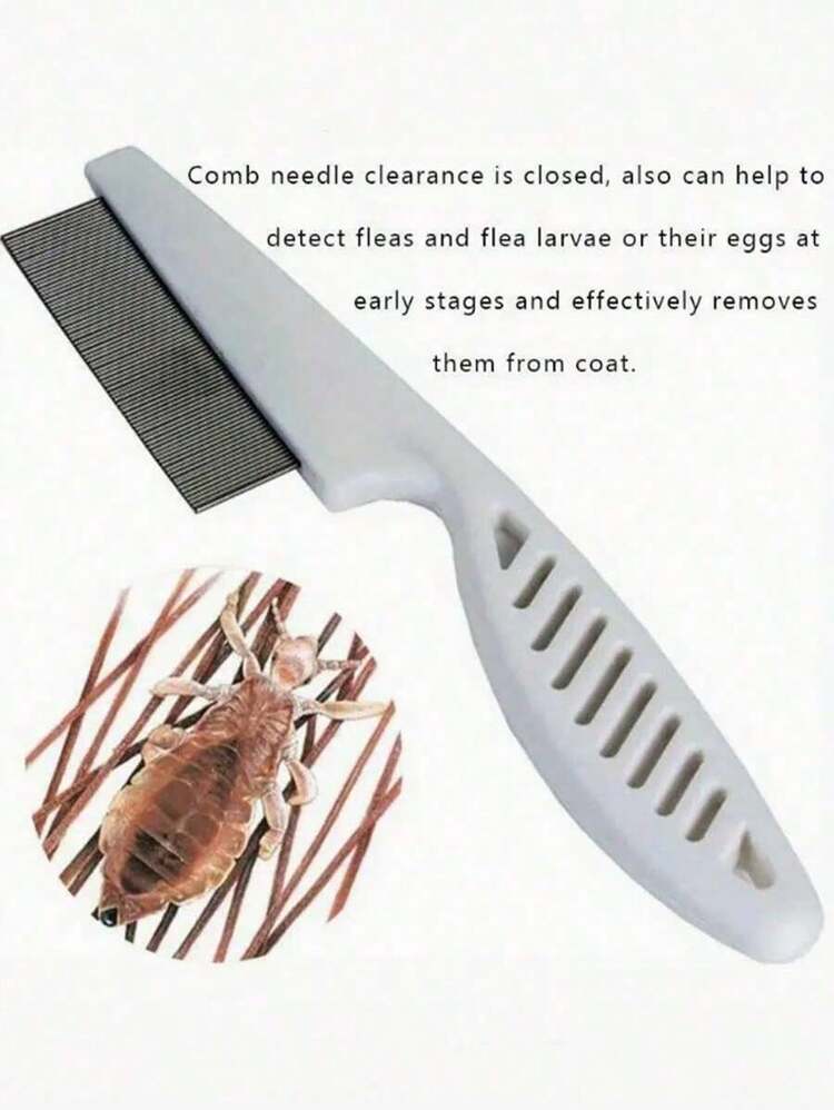 1pc 2-In-1 Pet Hair & Tear Stain Remover Brush - Stainless Steel Dog & Cat Flea Comb, Effectively Trims & Gently Removes Matted Fur And Fleas, Suitable For Dogs And Cats - 彩色 - 查看 7
