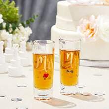 Mr And Mrs Shot Glasses 2Pack Clear 2 Oz Stemless Bride And Groom Shot Glasses Set - Vàng xanh - Xem 2