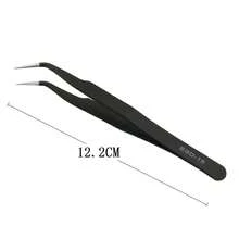 Stainless Steel Tweezers, Precision Tip, Anti-Static, Straight & Angled Tip, Suitable For Eyelash, Nail, Beauty - Black - View 4