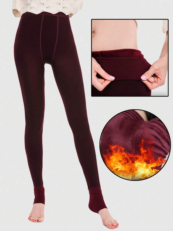 Thermisch gefütterte Perlsamt-Leggings, warme Stirnband-Strumpfhosen für Damen, Herbst/Winter