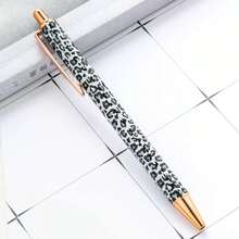 1pc Multi-Color Options Hot Transfer Leopard Pattern Round Ballpoint Pen Neutral Pen Signature Pen Large Leopard Small Leopard New Leopard Cute Girl Leopard Press Pen Multicolor Hot Transfer Flower Film Metal Pen
