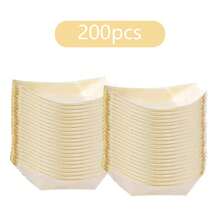 100/200 szt. 5,51" Drewniane talerze w kształcie łódki, tace do sushi, talerze do przystawek, tace do serwowania sushi, drewniana zastawa stołowa, naczynia jednorazowe, artykuły imprezowe, tace cateringowe odpowiednie do restauracji, domu, świąt, hawajskich wesel, talerze świąteczne