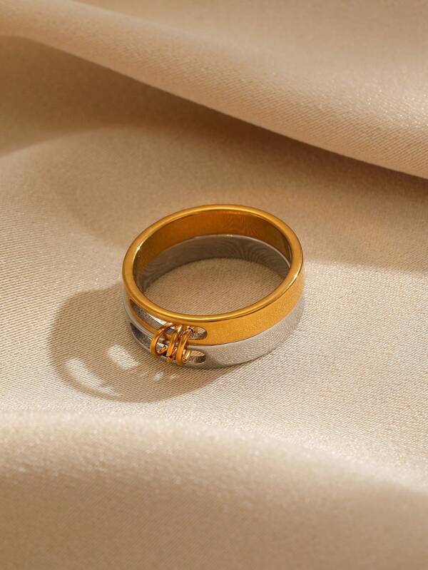 1 szt. Pierścień ze stali nierdzewnej z podwójną warstwą kolorów, modny, swobodny, uniwersalny, spersonalizowany, odpowiedni do codziennej dekoracji i noszenia na imprezy