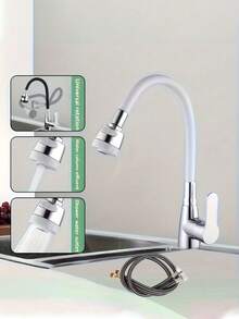 360° Swivel Flexible Kitchen Faucet - Single Handle Hot And Cold Water Mixer Tap, Polished Chrome Surface, Ceramic Valve And Base Mount, Suitable For Modern Kitchen/Bathroom - Multicolor - View 13