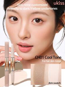 ukiss Dual-Ended Tip Contouring And Highlighter, Contouring And Highlighter Stick, Lightweight And Moisturizing, Full Coverage, Precise Contouring And Highlighting, Long Lasting, Conceals, Shading, Covers, Hydrates, Highlights, Light Sand - CH01 Cool Tone - View 11