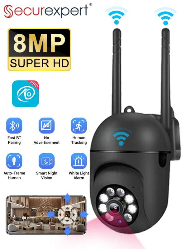 NEUE 8MP 4K HD PTZ WLAN Kamera Schwarz O-Kam Pro Überwachungskamera 4X Digitalzoom Nachtsicht Personenerkennung Heimsicherheit Schutz