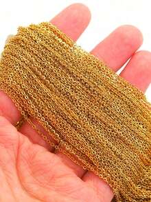 50/100 chiếc Dây chuyền chữ thập dẹt bằng thép không gỉ với khóa càng cua, phụ kiện trang sức tự làm (45cm) - Vàng - Xem 4