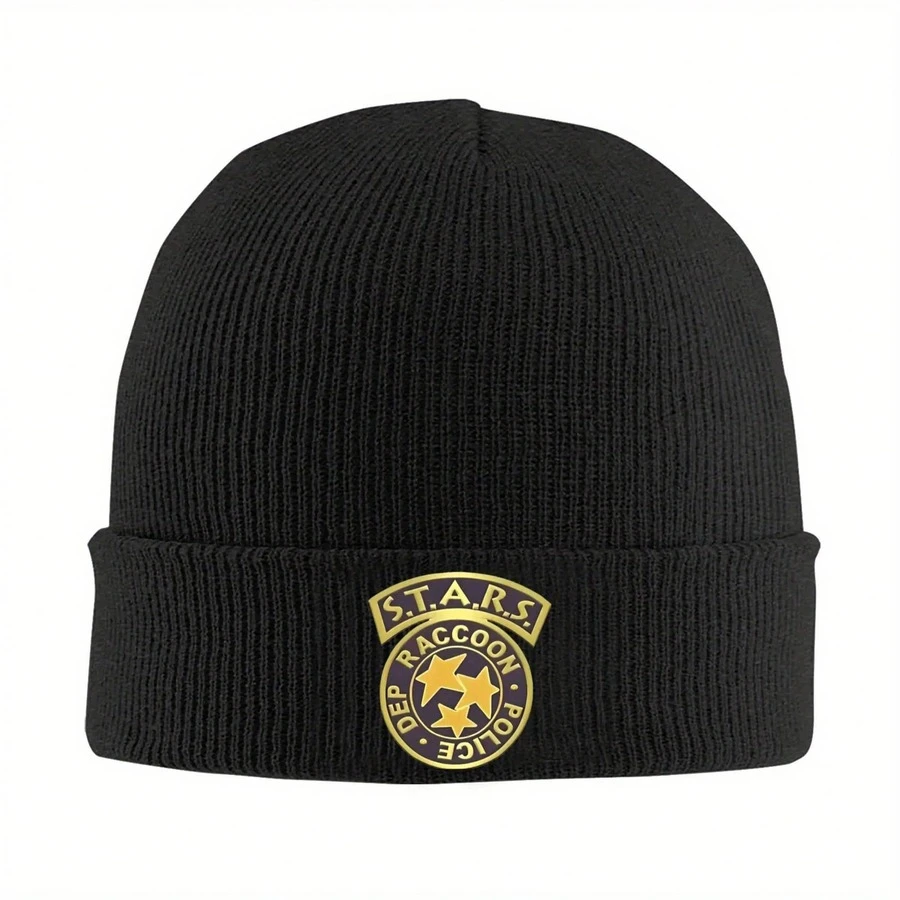 2025 NEW Residents Game Evils Stars Logo RPD Badge Knitted Hat Women Men Beanies Autumn Winter Acrylic Raccoon Dep Warm Melon Cap - màu đen - Xem 1
