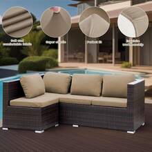 HANDONTIME 8Pcs Patio Cushion Covers Stretch Outdoor Couch Cover Cushions Outdoor Furniture Waterproof Patio Furniture Cover Pets Sofa Covers Washable (Khaki,Cover Only) - C:chi nhánh Chim - Xem 2
