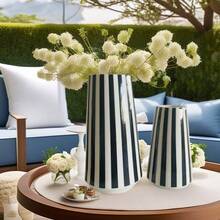 Black Striped Ceramic Vase, Suitable For Tabletop, Wedding Decoration Home Decor Room Decor Flower Vase Glass Vase