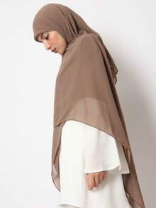 1pc Chiffon Muslim Headscarf, Solid Color Casual Scarf, Sunscreen Shawl, Beach Wrap, 140*140cm