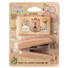 Capybara Capybara Mini Stapler Set Comes With A Box Of Staples. Student Portable Desktop Compact Stapler Multifunctional Binding Machine Suitable For Binding Materials A4 Paper Study Papers, Etc.