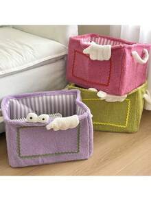1 pièce Panier de rangement mignon, panier de rangement pour jouets et collations de petits monstres, panier de rangement pliable de grande capacité pour l'organisation et le rangement du bureau, de la chambre, du salon, pour divers articles, décoration de la maison