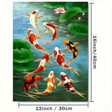 1pc Vibrant Koi Fish And Lotus Flower Canvas Wall Art - Abstract Wall Mural Decor, Suitable For Porch, Bedroom, Living Room - High Definition Printing, Frameless Modern Home Decor
