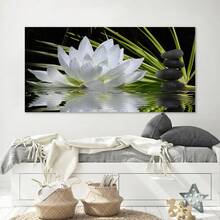 1 pictură pe pânză cu tematică de lotus vibrantă - Artă modernă - Ideală pentru decorul dormitorului, camerei de zi și coridorului - Seninătate emoțională, temă de iarnă, accent perfect pentru casă și idee de cadou