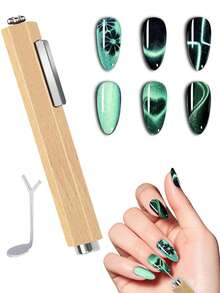 3 合 1 美甲磁铁，带心形猫眼工具，多功能猫眼凝胶指甲油磁铁笔，3D 磁性指甲油棒，多功能 UV 凝胶法式猫眼美甲工具磁铁，适用于家庭美甲沙龙 DIY、美甲用品、美甲工具、返校、指甲、按压式指甲、美甲修脚工具。