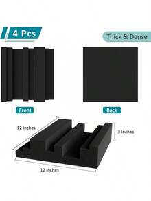 TroyStudio Thickened 12 X 12 X 3 Inch Acoustic Foam Panels In Diffusion Pattern, 12 Pcs High Density Sound Absorbing Foam Diffuser, Soundproof 3D Wall Padding Tiles For Recording Studio Home Office