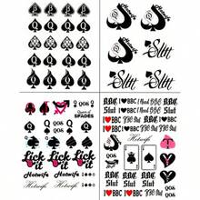 CZ 4 Sheets BBC Queen Of Spades Temporary Tattoo Sticker Total 81 15X21cm QoS Hardcore Words Phrases 1613 - 彩色 - 查看 1