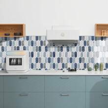 1 pieza/10 piezas Pegatinas de azulejos cerámicos hexagonales modernos para cocina, láminas de azulejos de mosaico autoadhesivas, vinilos de azulejos impermeables para cocina y baño, diseño geométrico minimalista