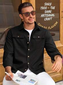 Mens Shirt Jacket Long Sleeve Button Down Casual Shacket Lightweight Thermal Shirts With Pocketshalloween - 海軍 - 查看 2