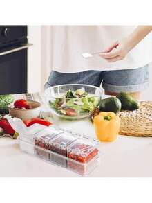 4 件套亚克力调味品架多功能收纳架，包含勺子和收纳架 - 白色 - 查看 6