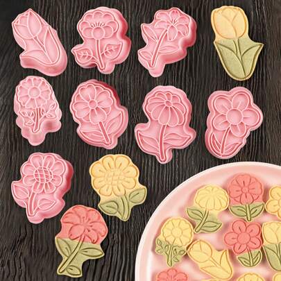 8 قوالب تشكيل بتلات الزهور ثلاثية الأبعاد لتشكيل البسكويت والعجين، طقم قوالب بشكل أزهار كرتونية مزخرفة، قوالب تشكيل بسكويت DIY إبداعية لتزيين الحشوات والفوندان والخبز للبسكويت والكب كيك، مناسبة لأعياد الميلاد وعيد الشكر والعيد والفالنتاين وأدوات الخبز المنزلية