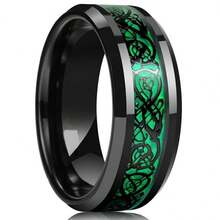 Women's Rings With  Purple & Blue Gemstones & Men's Stainless Steel Dragon Pattern Rings Stylish Couple Bands Suitable For Daily Couple Wear, Dating Matching & Holiday Gifts - Nhẫn nam thép không gỉ họa tiết rồng màu đỏ - Xem 6